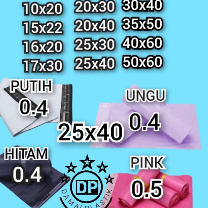 

New Kantong Plastik Packing PE 25x40CM Olshop Polymailer Hitam Putih Pink 25x40 Amplop ungu