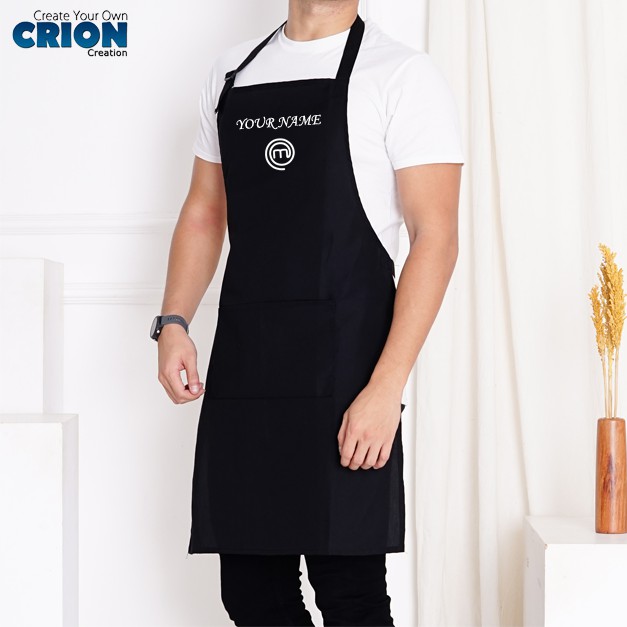 Apron/Celemek Bahan Drill-Master Chef Logo - Bisa Custom Nama By Crion