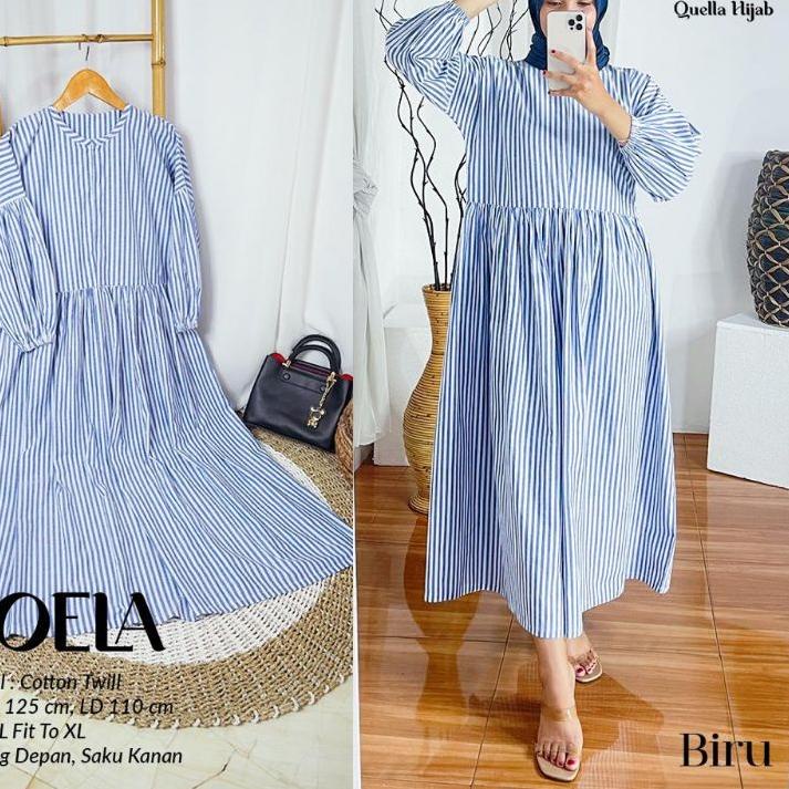 ♠ Ori Quela Moela Midi dress jumbo dan geriz midi dres motif garis size Jumbo serbuuu 