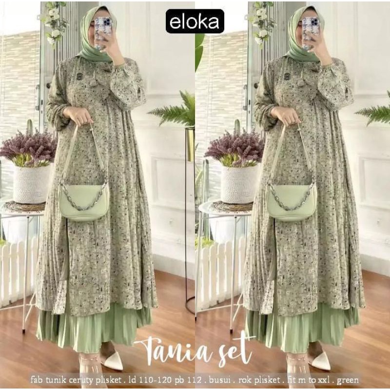 Tania Setelan (Tunik + Rok Plisket) by Eloka