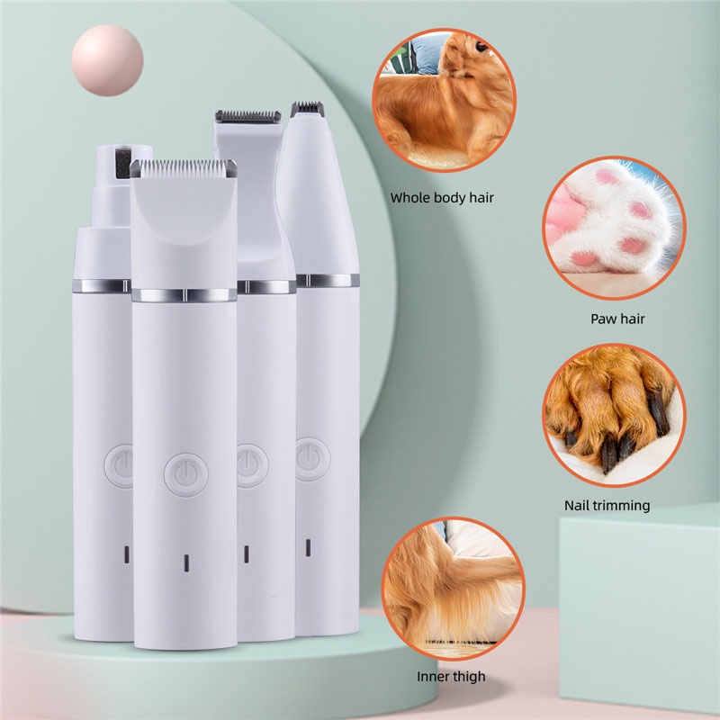 DworBeyondly 4 in 1 Alat Pencukur Bulu Hewan Anjing Kucing Pet Clipper Shaving Elektrik Rechargeable