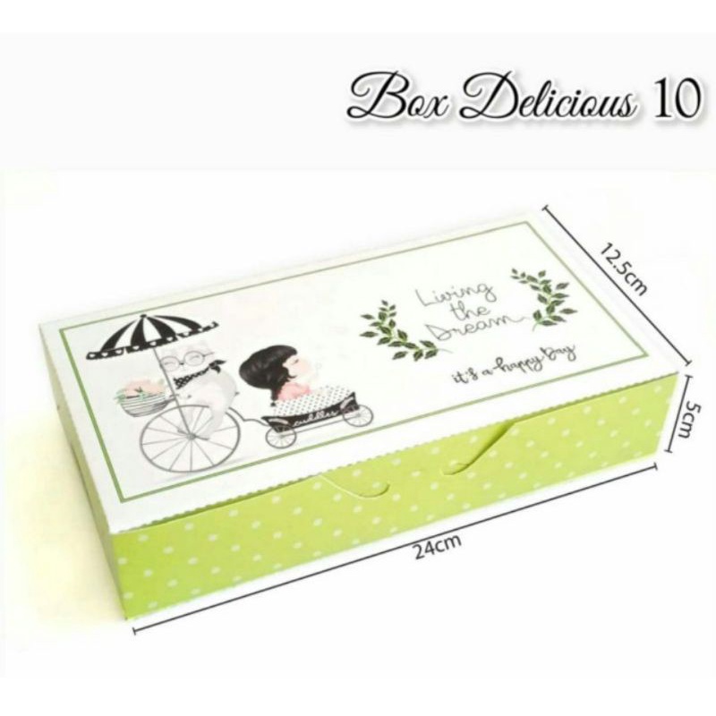 

10 LEMBAR BOX KUE DELICOUS UKURAN 12,5*24*5