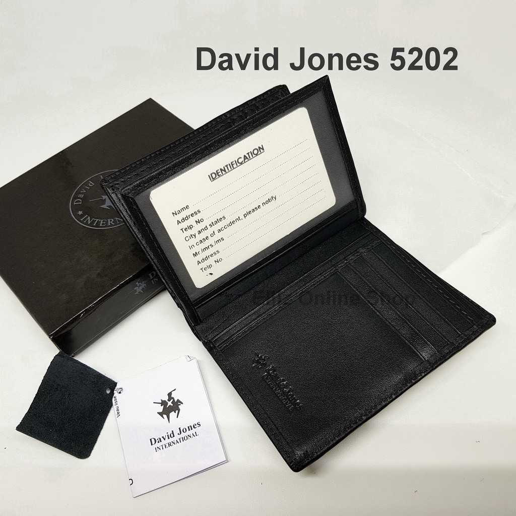 Dompet Pria David Jones 5202 Black - Berdiri - Kulit Import - 16 Card