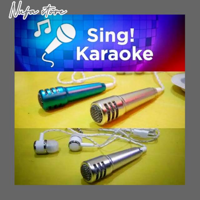 Microphone Mini + Headset Smule / Mic Earphone 2 In 1 / mic mini / mic smule / smule / mic