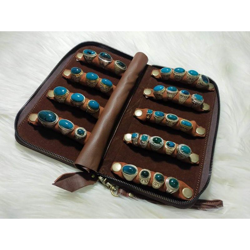 Tas batu akik dompet batu akik 9 slot bahan kulit domba premium batu bacan, batu permata