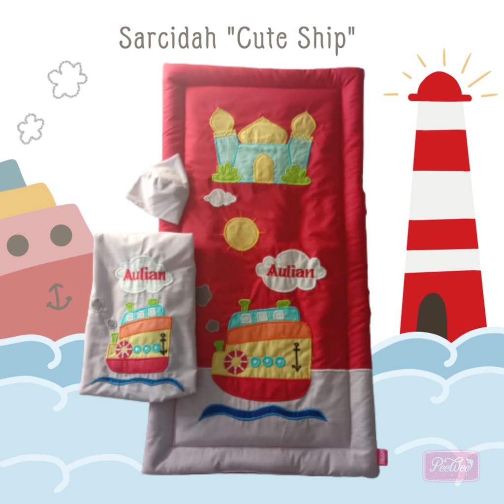Set Sarung Sajadah Anak Bordir Nama Karakter Kapal Laut
