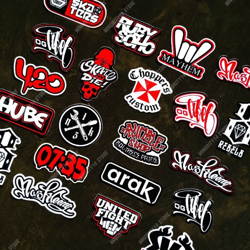 Stiker pack / sticker pack / stiker brand / stiker clothing / stiker band / stiker musik / stiker sablon / stiker distro / stiker racing