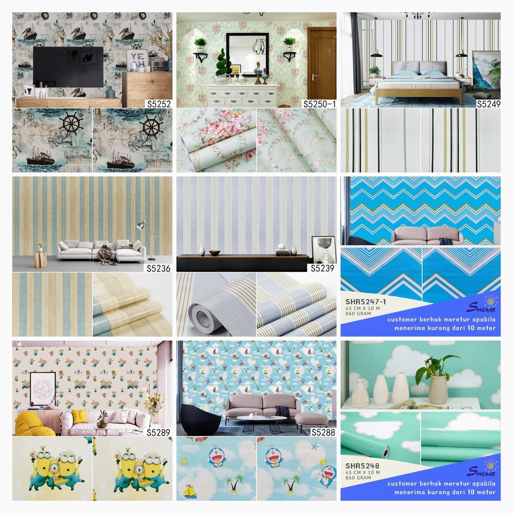 WALLPAPER STICKER DINDING 45CM X 10METER / WALLPAPER DINDING / WALLPAPER MURAH SHENAR