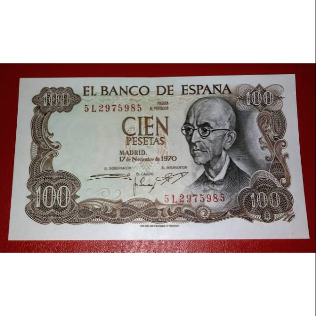 Uang Asing Kertas Espana 100 Pesetas