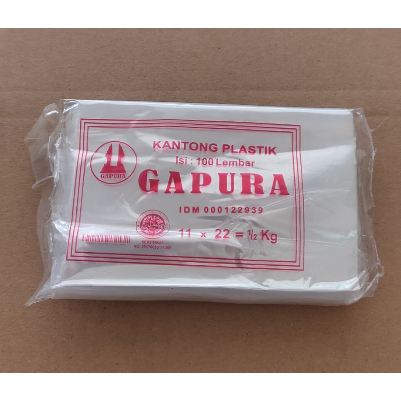 plastik PP bening gapura 11x22 0.15 = ½ kg