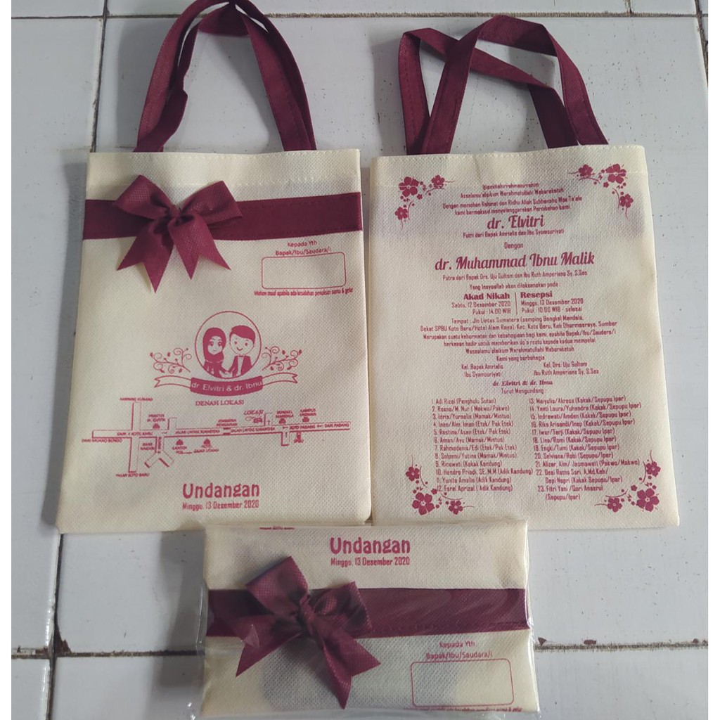 Tas Undangan Pernikahan Unik / Undangan nikah kekinian / Undangan Klasik FREE DESIGN