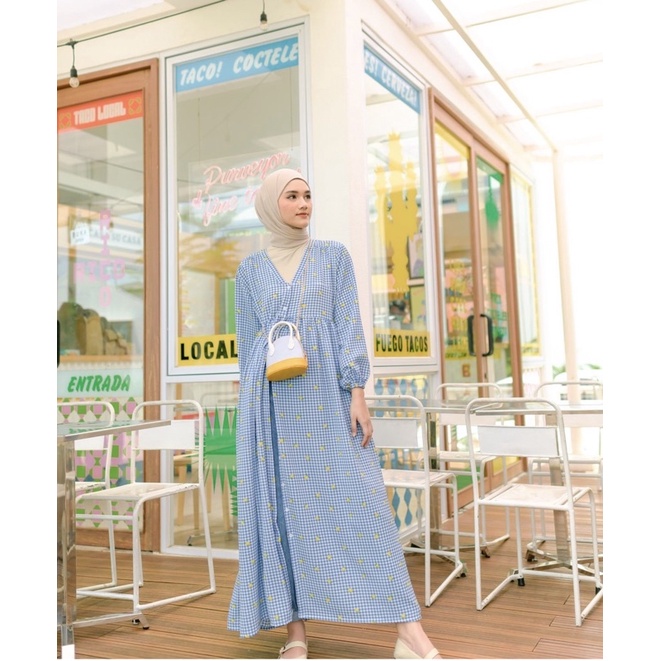 MANDALIKA.GINGHAM.LEMON.SKY.BLUE.