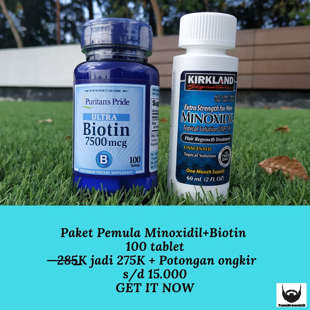 paket A pemula minoxidil dan biotin