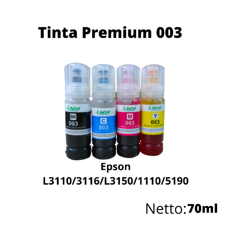 Tinta Epson 003 black cyan yellow magenta printer Epson L3110 L3116 L3150 L1110 L5190