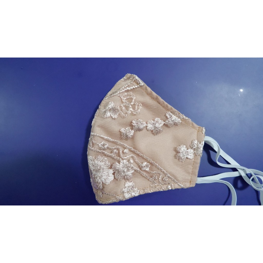 Masker Kain Brokat warna Rose Gold