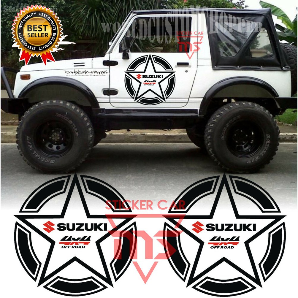 Sticker Stiker Mobil Jeep Suzuki Samurai Off Road 4x4 1pcs