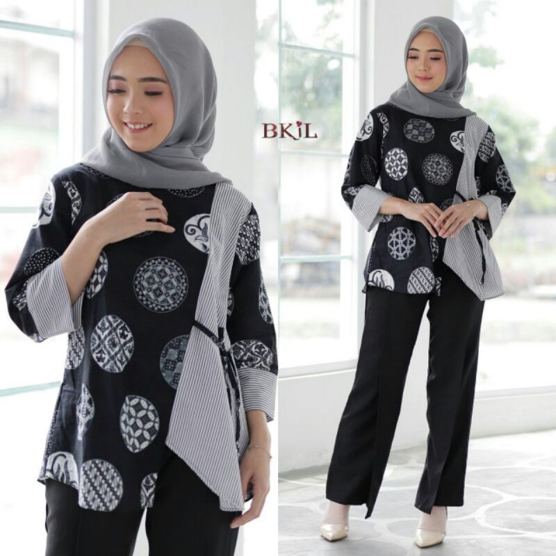 tey-17 Batik wanita ASJ SA HRB026 Kenongo Kemeja Tosca Pendek-7