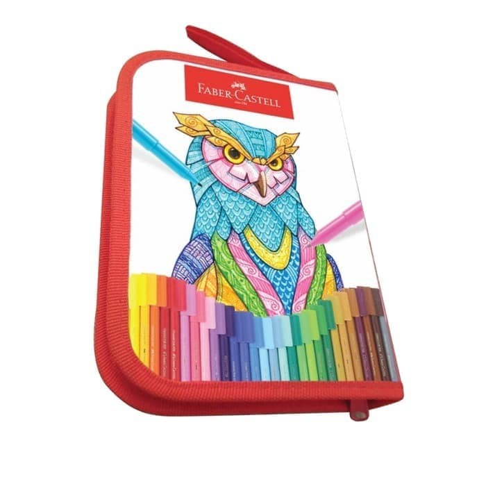 Faber Castell Creative Coloring Set Menggambar Paket Spidol Pensil Stip Orotan Tepak / Tas cantik