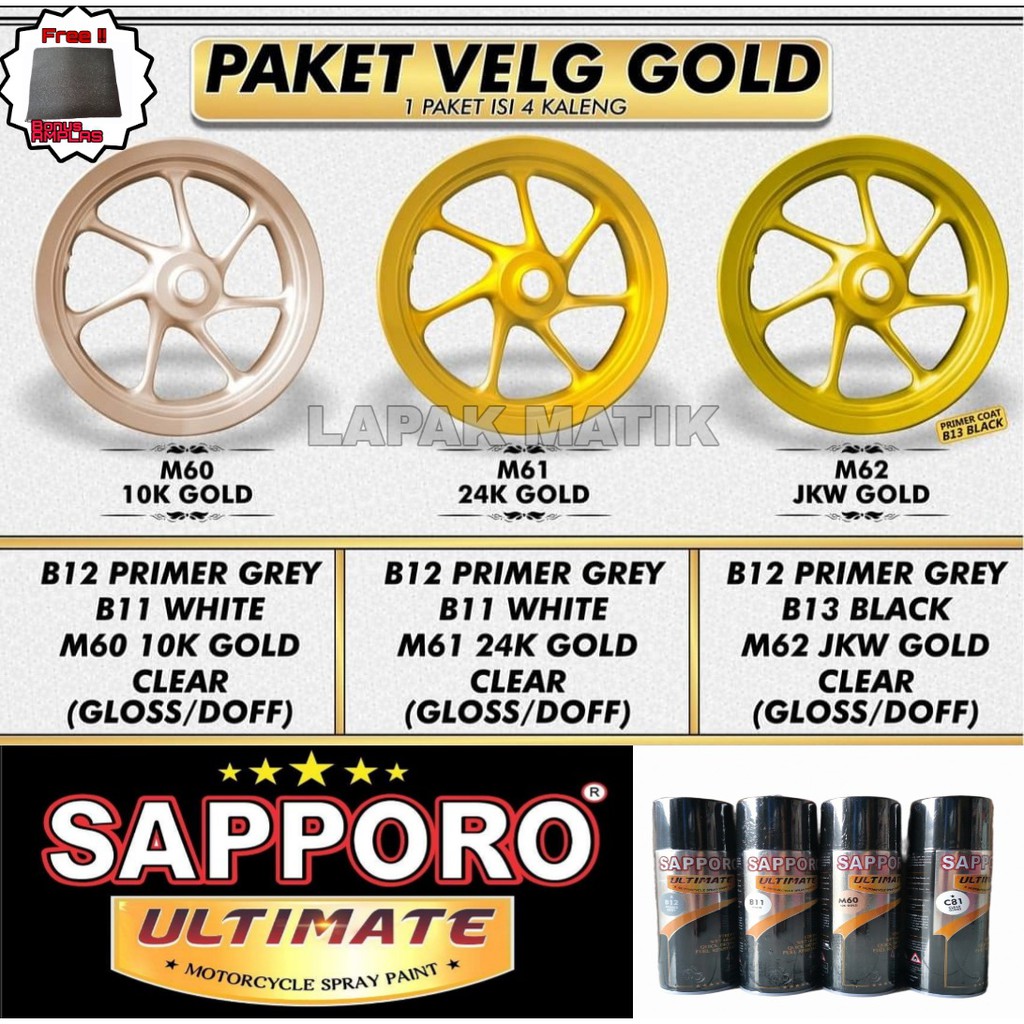 Paket Pilok Sapporo EMAS GOLD M60 M61 M62 400ML