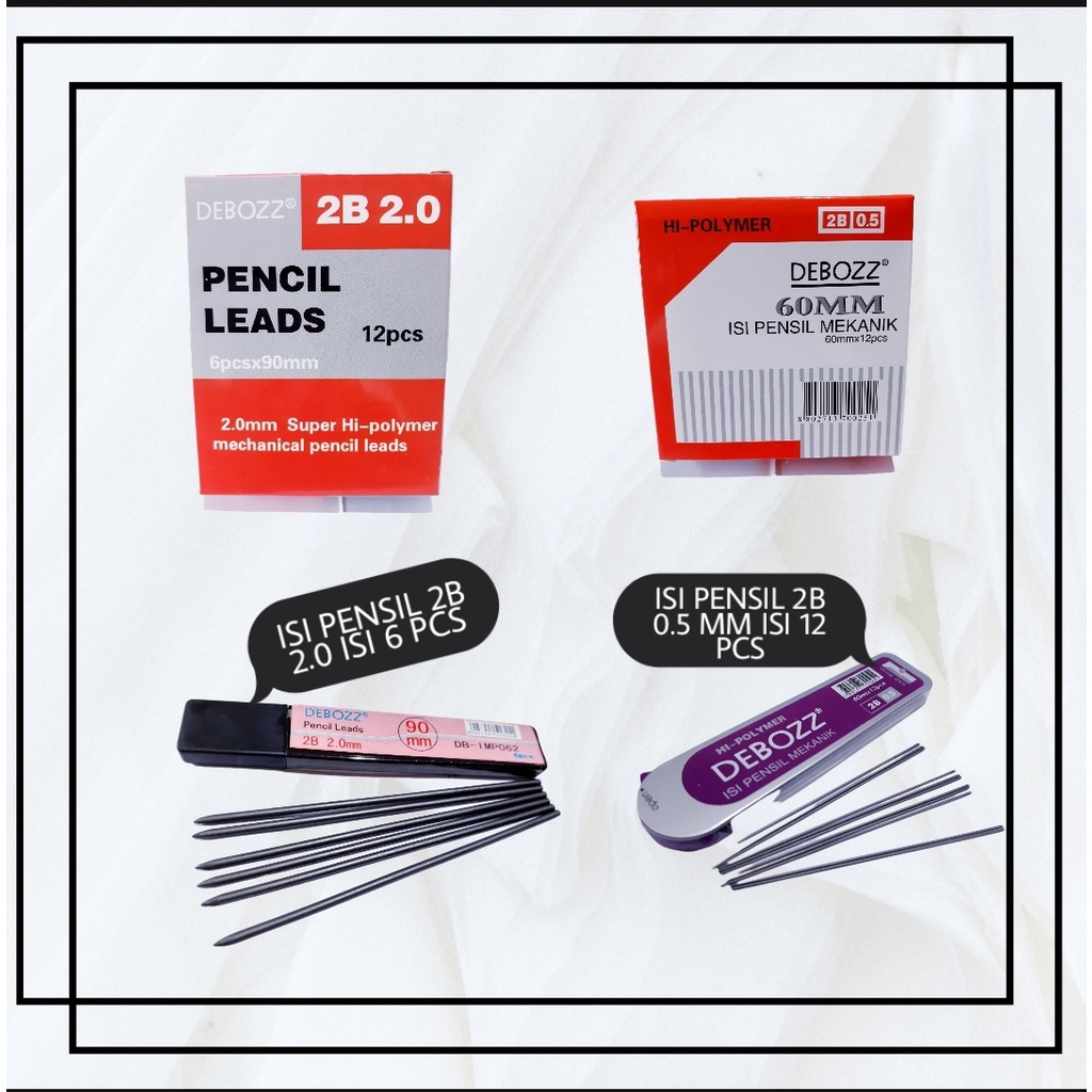 

CWS - REFILL PENSIL DEBOZZ / ISI PENSIL MEKANIK 2B 2.0 mm & 0.5 mm