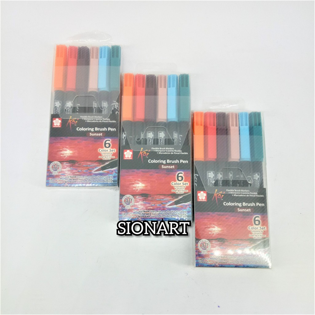 

Brush Pen Sakura Koi Coloring Sunset Set 6