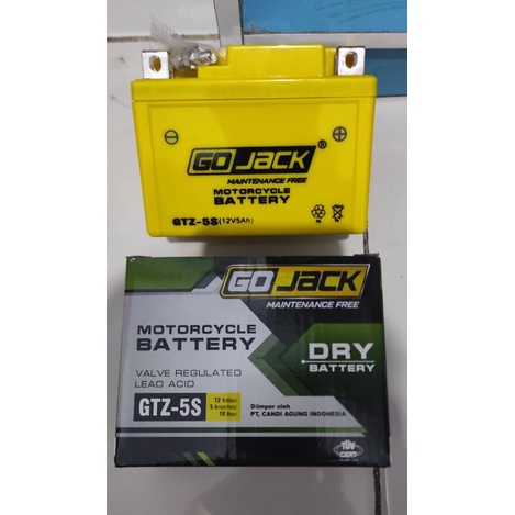 Aki kering GTZ5S  12V 5AH/10HR BEAT/MIO J/M3/KARISMA merek GOJACK
