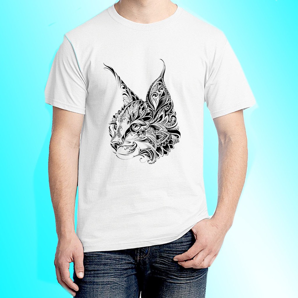 Bawara Kaos Tribal Cat Floral Lynx Kualitas Premium