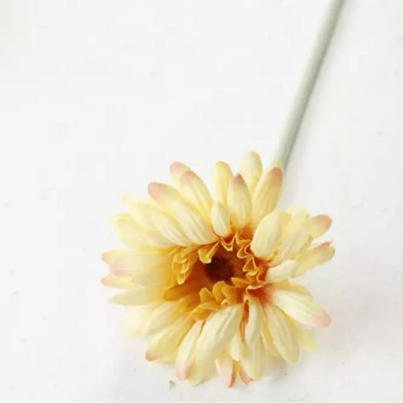 Bunga Aster Krisan Chysanthemum Artificial tangkai panjang bunga plastik mawar dekorasi rumah pesta-Soft Yellow