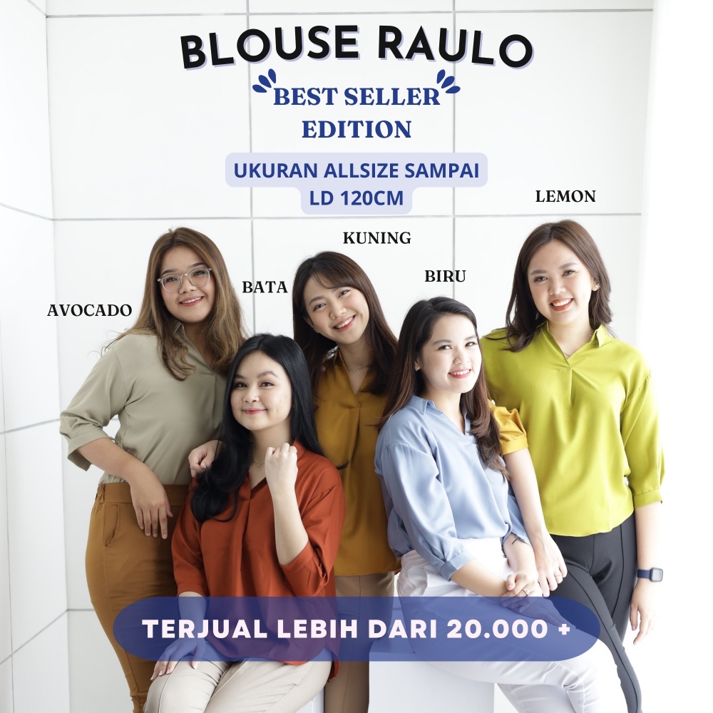 (COD) GBMJ Butik Blouse Wanita Kantor Polos Lengan Panjang Korean Style Import Raulo Standar Jumbo Bigsize