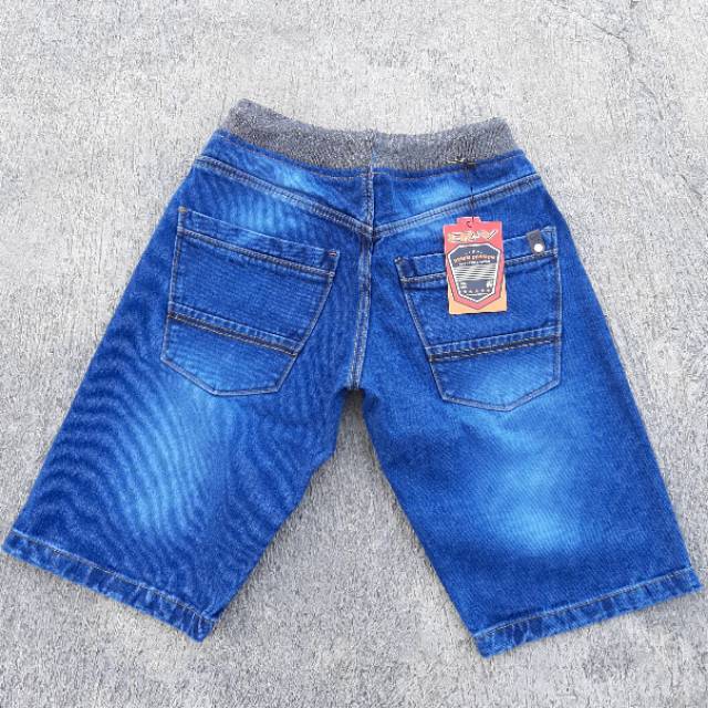 Celana jeans kolor rip crv jeans pendek pria biru darkblue