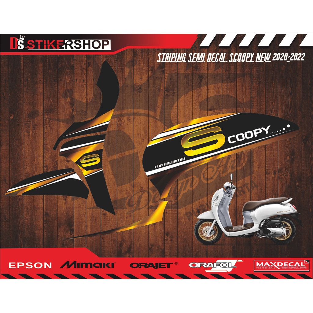 striping honda scoopy new 2020-2021 variasi.striping semi decal scoopy warna hitam gold