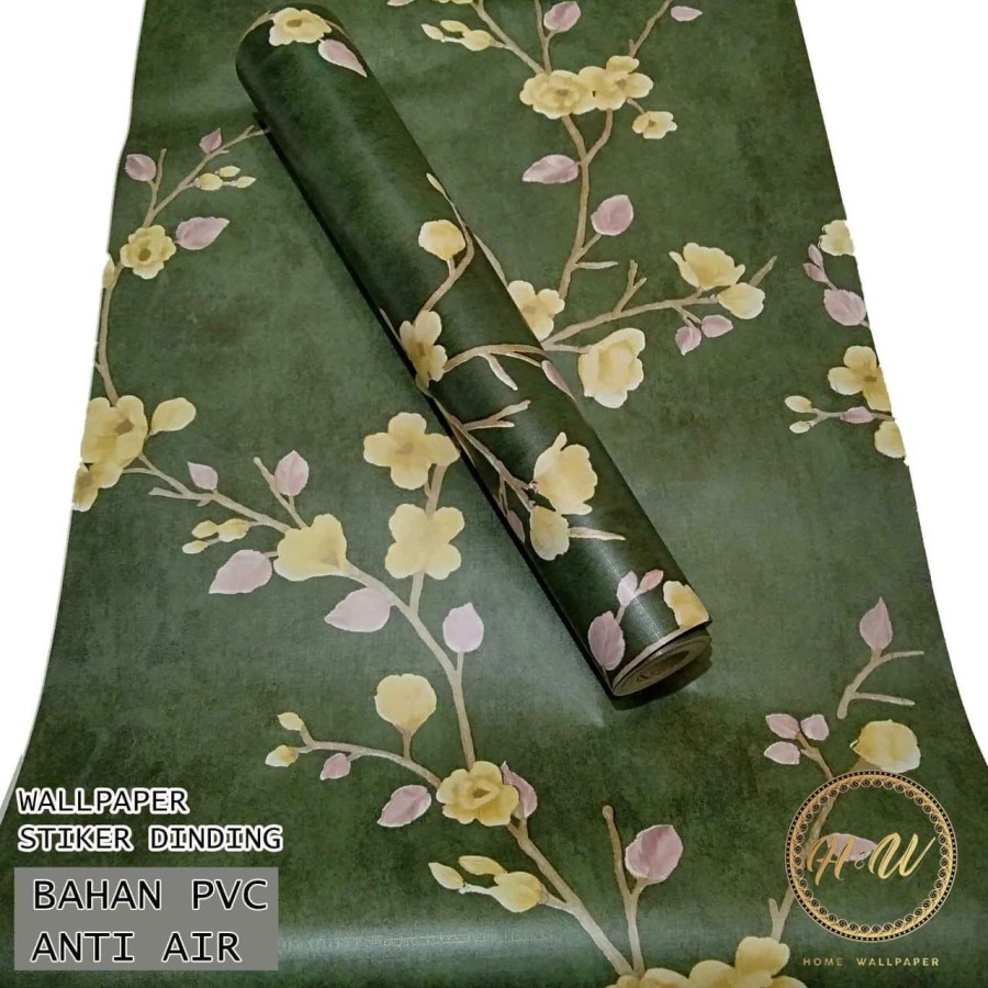 Wallpaper Stiker Dinding | Walpaper dinding Kamar Tidur | Wallpaper Promo |Sakura hijau