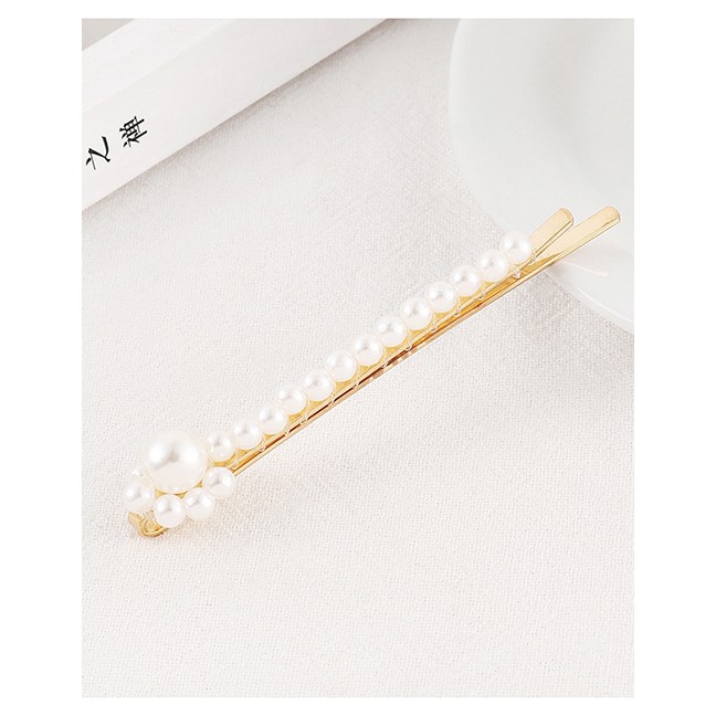 LRC Jepit Rambut Fashion Gold Pearl Hair Clip Set Y61527