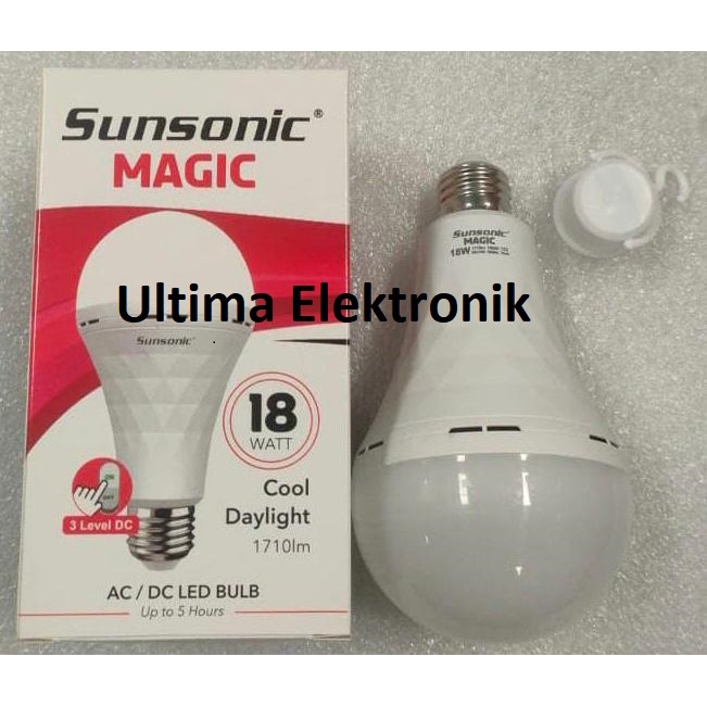 Bohlam LED Darurat Sunsonic Magic 3 Mode Terang 9 12 18 Watt Emergency