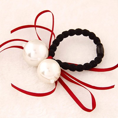 LRC Ikat Rambut Promise Pearl Decorated Bowknot Shape Design Alloy Hair Band Hair Hoop