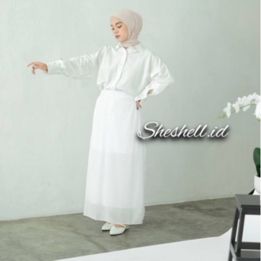 YOONA SKIRT WHITE (Putih) - Rok Polos bahan cerutty Rok Span | Rok Panjang simpel korea l Rok kantor