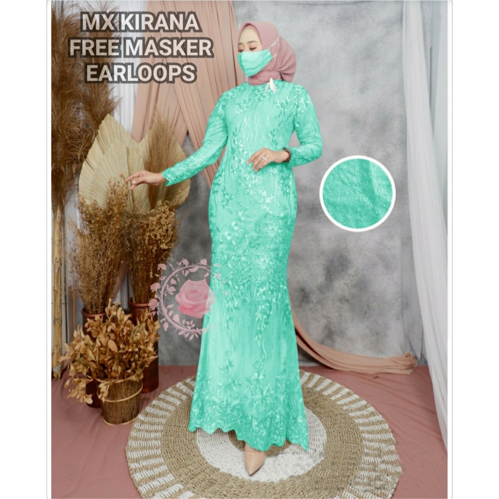 Gamis pesta kondangan GAMIS DUYUNG KIRANA maxy dress brokat tile organza keliling free masker / Dress mermaid gm