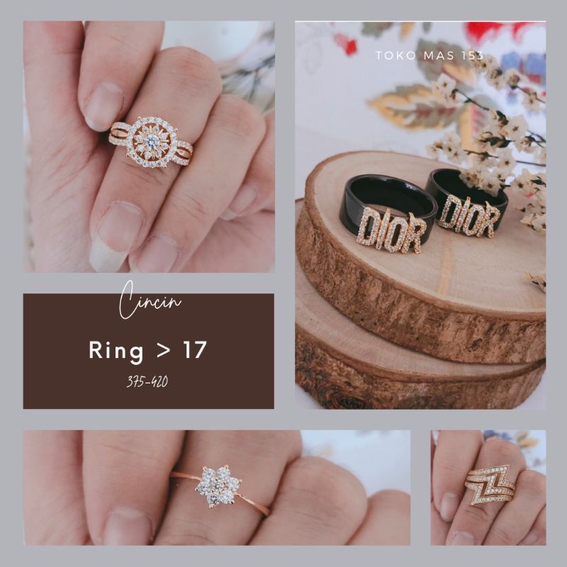 WAJIB TANYA STOK Realpic Cincin Emas Asli Kadar 375 - 420 | Ring Diatas 17