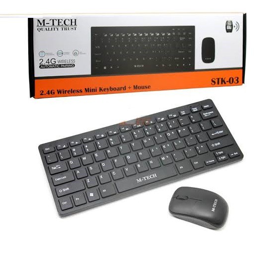 M-Tech STK-03 Wireless Mini Keyboard Mouse -- FREE Silicon - Mousepad