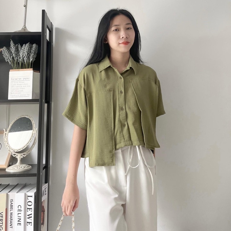 BEFAST - ZFC OOTD Kemeja JULIA / Kemeja Wanita Indah Crop Big Size Rayon Premium / Pakaian Wanita Remaja / Kemeja Oversize Crop / Fashion Ala Style Korean Wanita / Atasan Lengan pendek / Kemeja Casual Wanita / Kemeja Polos Formal / Trendy