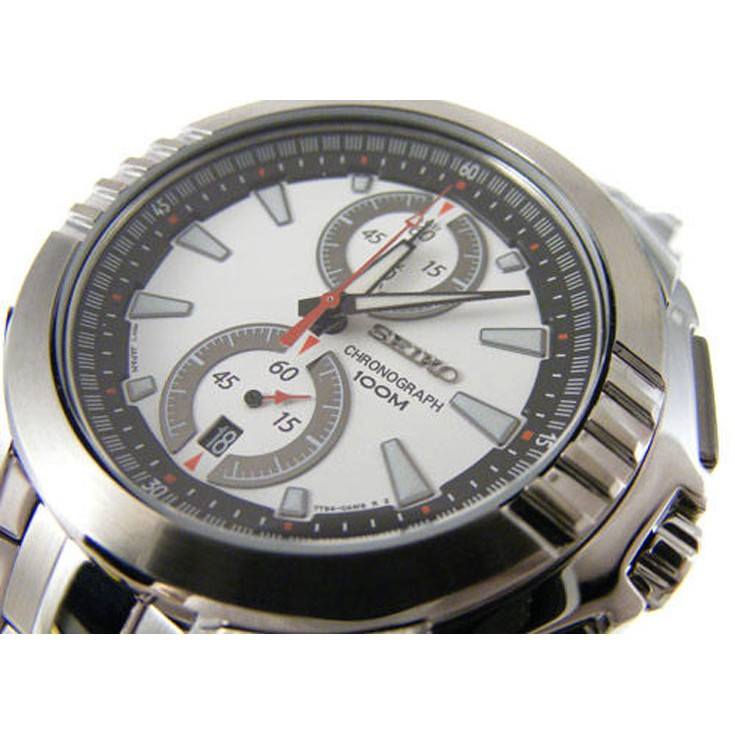 Seiko Mens SNN143P1 Chronograph White Dial | Jam Pria SNN143