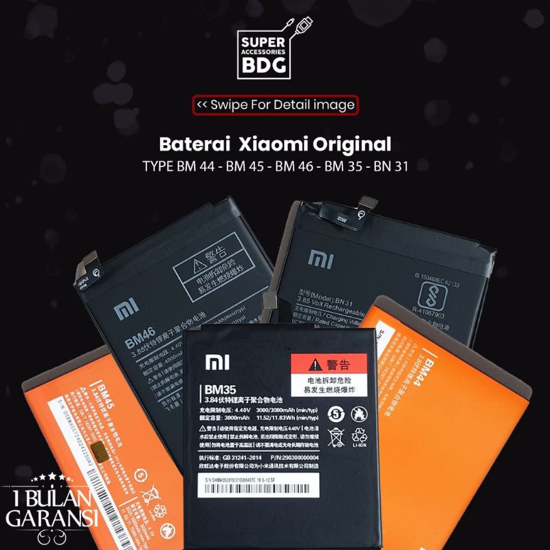 BATERAI TANEM ORI 99% ALL TYPE HP XIOMI REDMI NOTE 1/NOTE 2 /NOTE 3./BN46/NOTE 4/BN41/NOTE 4X/BN43/N