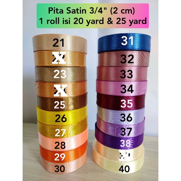 Pita Satin 3/4 inch / Lebar 2 cm