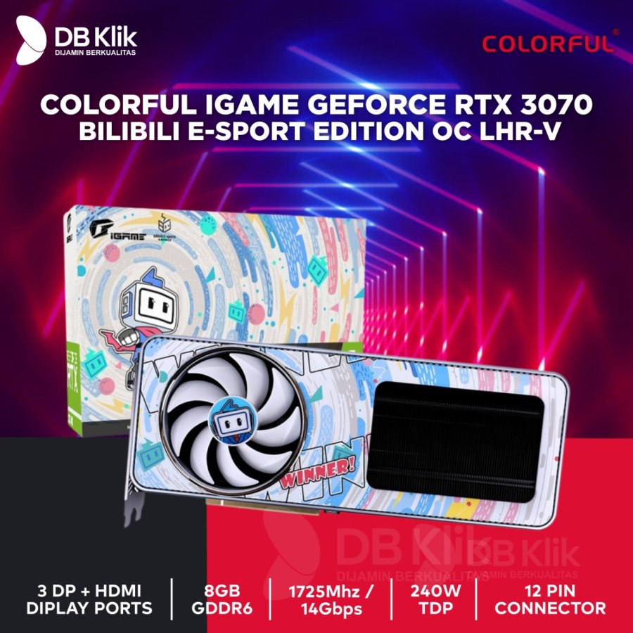 VGA Colorful iGame GeForce RTX 3070 BiliBili E-Sport 8G GDDR6 OC LHR-V