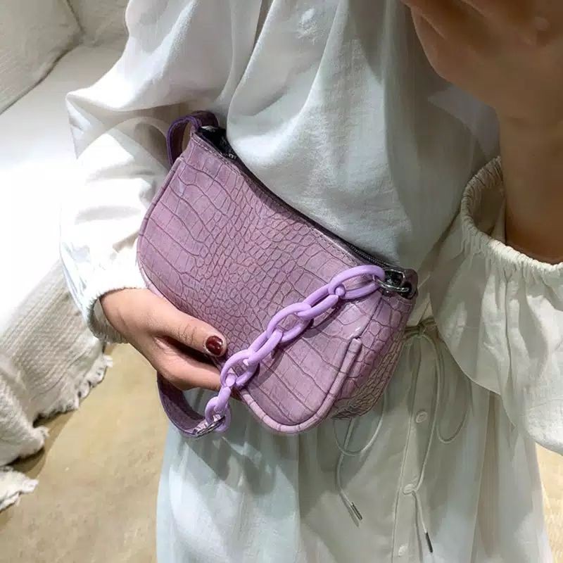 Croco Rantai CRT Tas Bahu Wanita Rantai Akrilik Shoulder Bag Bag Korea
