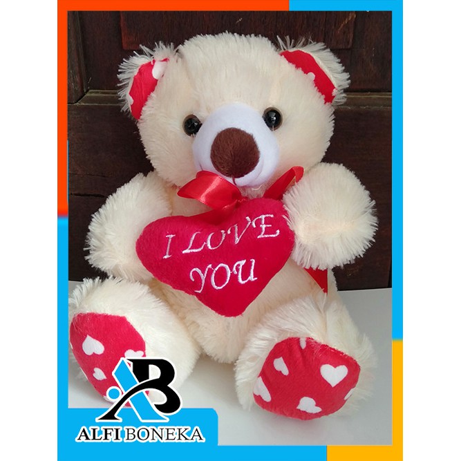 Boneka Teddy Bear Love M - Boneka Bahan Rasfur - Boneka Beruang - Boneka Mainan Perempuan/laki2
