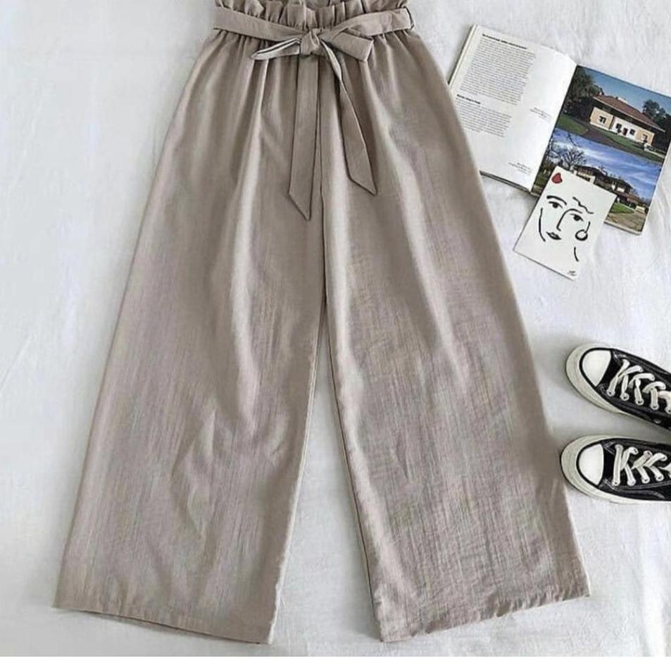 ✾Diskon✼➡ PROMO Kowama Palazo Pants HIGHWAIST KULOT KEKINIAN CELANA WANITA CELANA LINEN 86 ✾