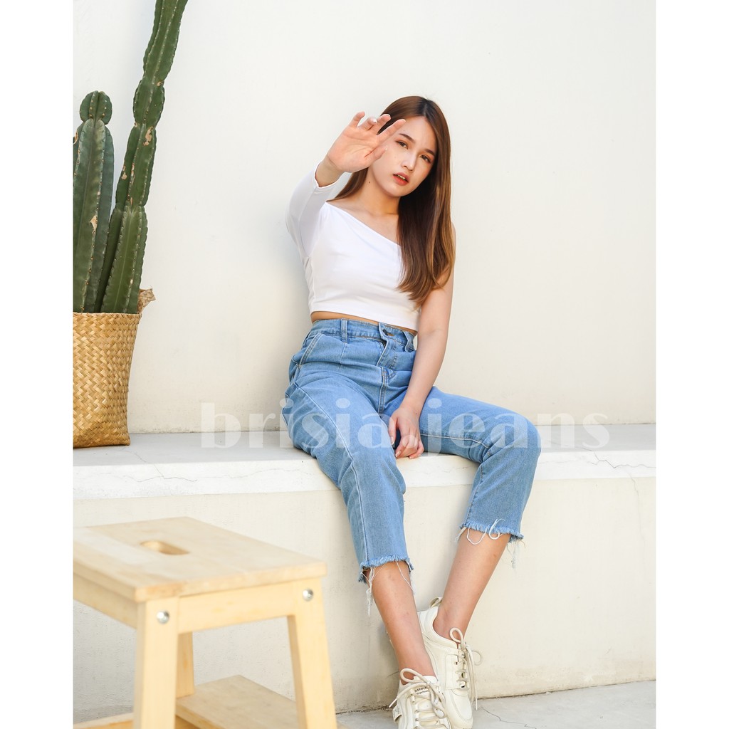 BRISIA JEANS - SIDNEY Unfinished Boyfriend Jeans (Highwaist) Size 27-38