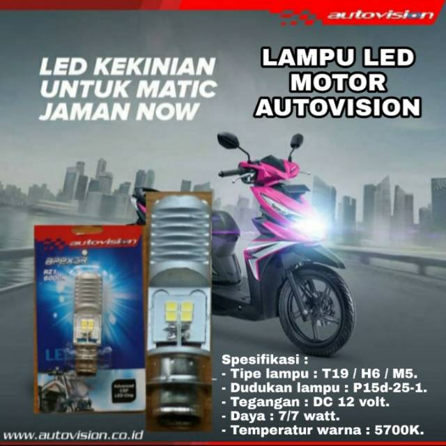 ABANA LAMPU  LED  MOTOR  AUTOVISION HONDA BEAT  FI  PUTIH 