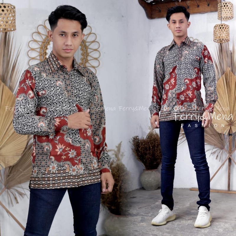 BAJU KEMEJA BATIK PRIA LENGAN PANJANG - KEMEJA KONDANGAN - KEMEJA PESTA -  BATIK PRIA
